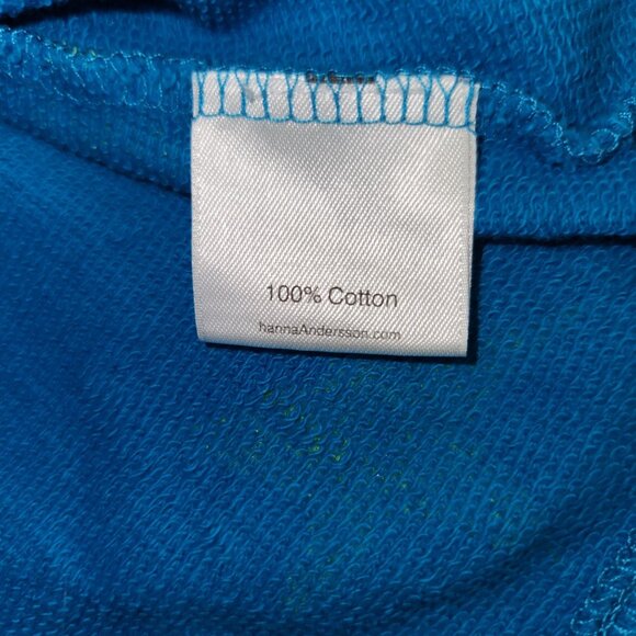 Hanna Andersson Girl 3T Teal Blue Lime Star Print Long Sleeve Pullover Dress - Picture 5 of 6